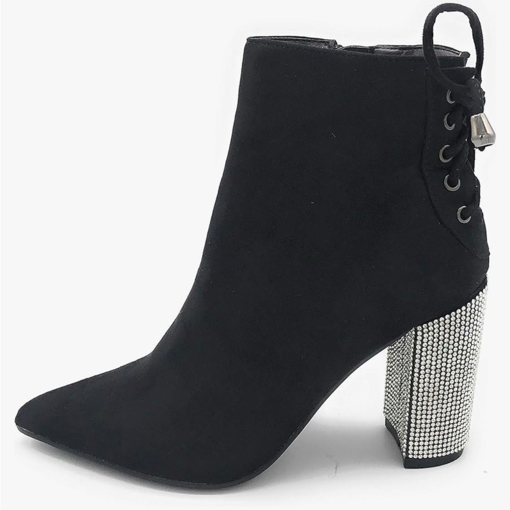 J Mark EASY21 Women Fashion Ankle Rhinestone Boots Bootie Shoes black 8